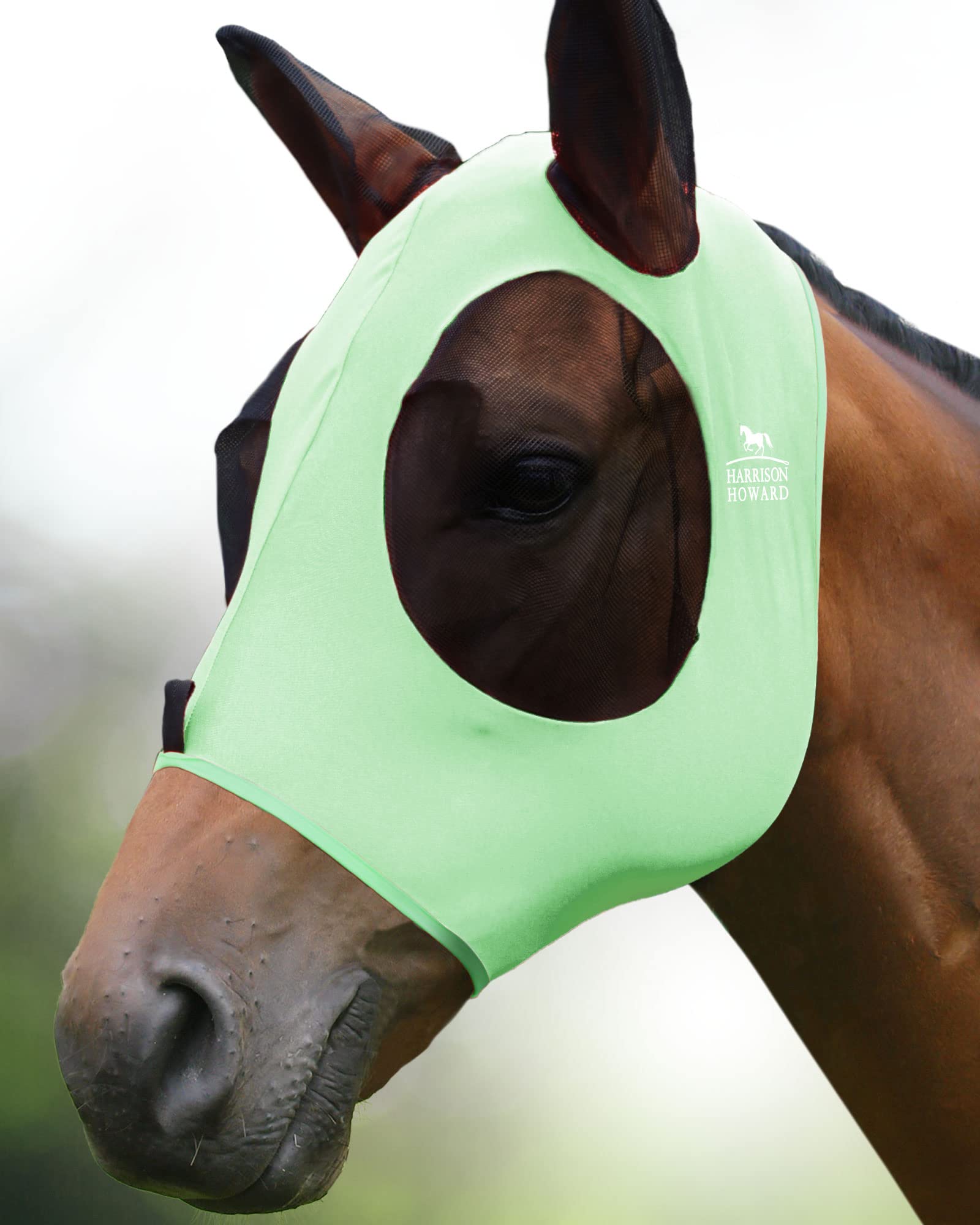 Photo 1 of Harrison Howard Super Comfort Stretchy Fly Mask Large Eye Space with UV Protection Soft on Skin with Breathability Cool Mint S Pony