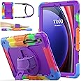 SEYMAC stock Case for Samsung Galaxy Tab S10 FE / S9 / S9 FE 5G Tablet Case Protective with Screen Protector, Pencil Holder, 360 Rotate Stand, Hand Strap, Shoulder Strap, Purple
