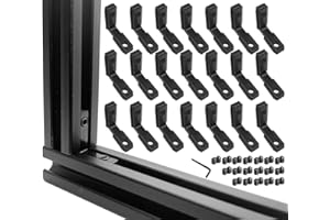 JCSPBYL 20 Set Black 2020 Series T Slot L Shape Corner Bracket,2020 Inside Corner Connector with 40pcs Screws and Wrench for 6mm T Slot Aluminum Extrusion Profile Accessories