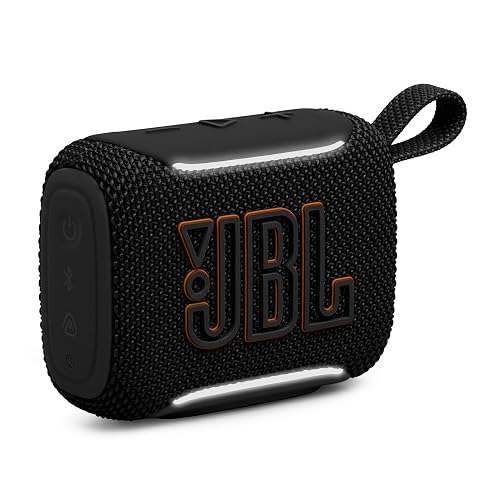 JBL Go 5 - Ultra-Portable Waterproof & Drop-Proof Speaker with JBL Legendary Sound & Ambient Edge Lighting, AirTouch Instant Stereo Pairing or Link Multiple Compatible Speakers via Auracast™ (Black)