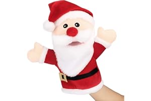 Hopearl Plush Christmas Santa Claus Hand Puppet with Open Movable Mouth for Imaginative Play, Role Play, Interactive Toy for Storytelling Teaching Puppet Theater, Gift for Kids Boys Girls, Red, 16''