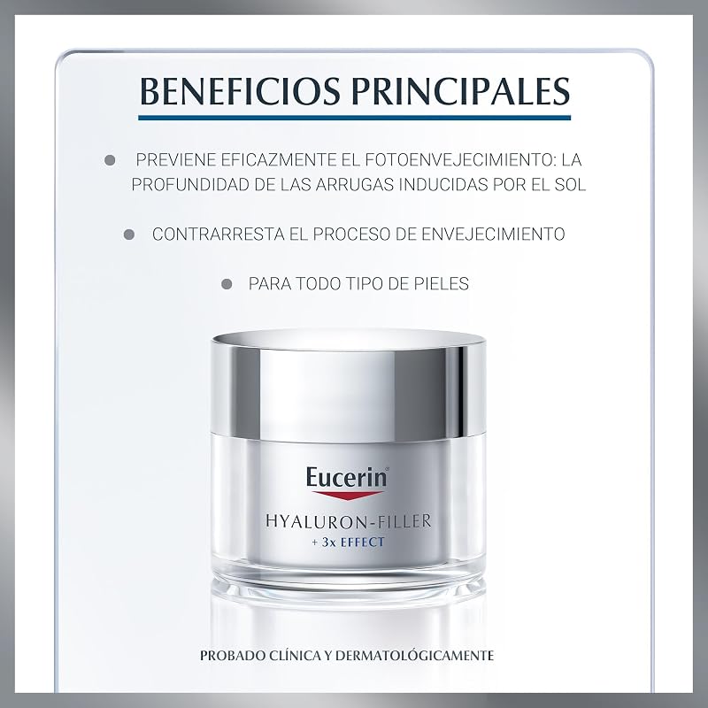 Hyaluron-Filler Crema de Día FPS 30 (50 ml), crema antiedad con acción antiarrugas e hidratante, con Ácido Hialurónico para una piel rejuvenecida, para todo tipo de pieles