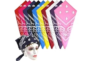 KUUQA 10Pcs Paisley Bandanas Assorted Cowboy Bandanas Unisex Novelty Print Head Wrap Scarf Wristband for Adults and Kids (10 