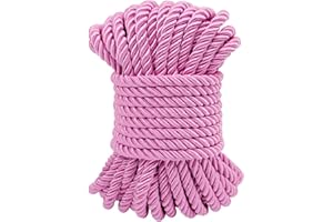 LEREATI 11 Yards Twisted Silk Rope Cord, Soft Pink Rope Satin Cord Trim 7mm Nylon Cord, Thick Decorative Rope, Cording for Crafts, Curtain Tieback, Home Décor, Graduation Cords