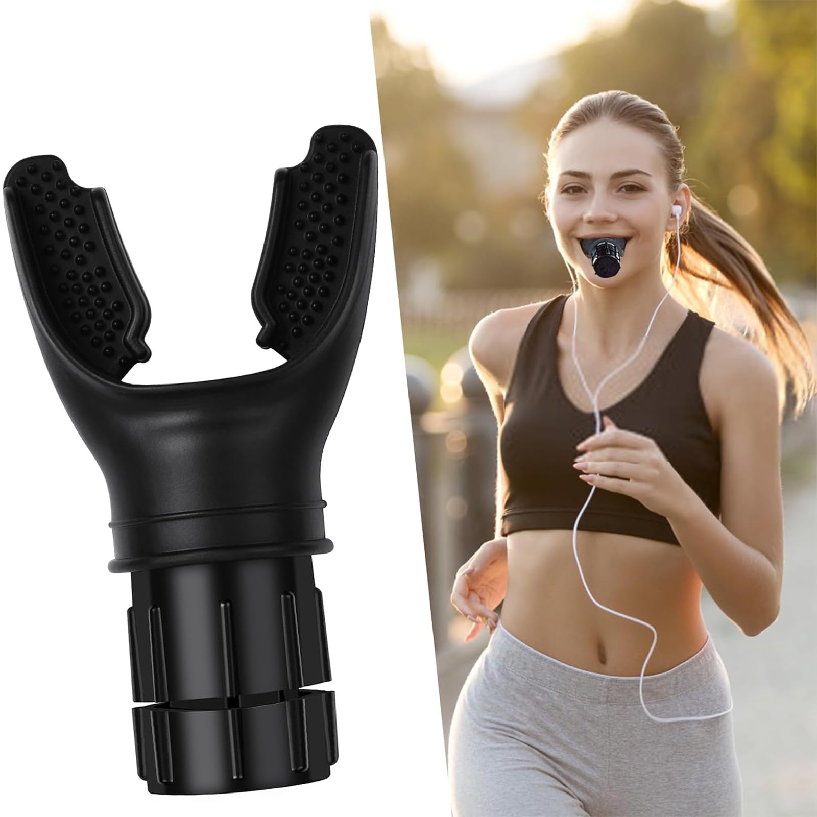 Lazulithic Respiratory Trainer - Portable Respiratory Exercise Apparatus - Lung Capacity Breathing Exercise Tool - Brown Silicone and Plastic Material