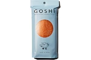 GOSHI Exfoliating Shower Towel - Rip-Resistant Exfoliating Washcloth for All Skin Types - Marigold Yellow - Made in Japan