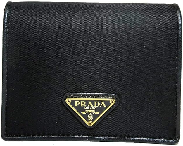 Amazon プラダ Prada Tessuto Nero 1mv4 ナイロン レザー ウォレット 折財布 財布 ブラック レディース Prada プラダ 財布