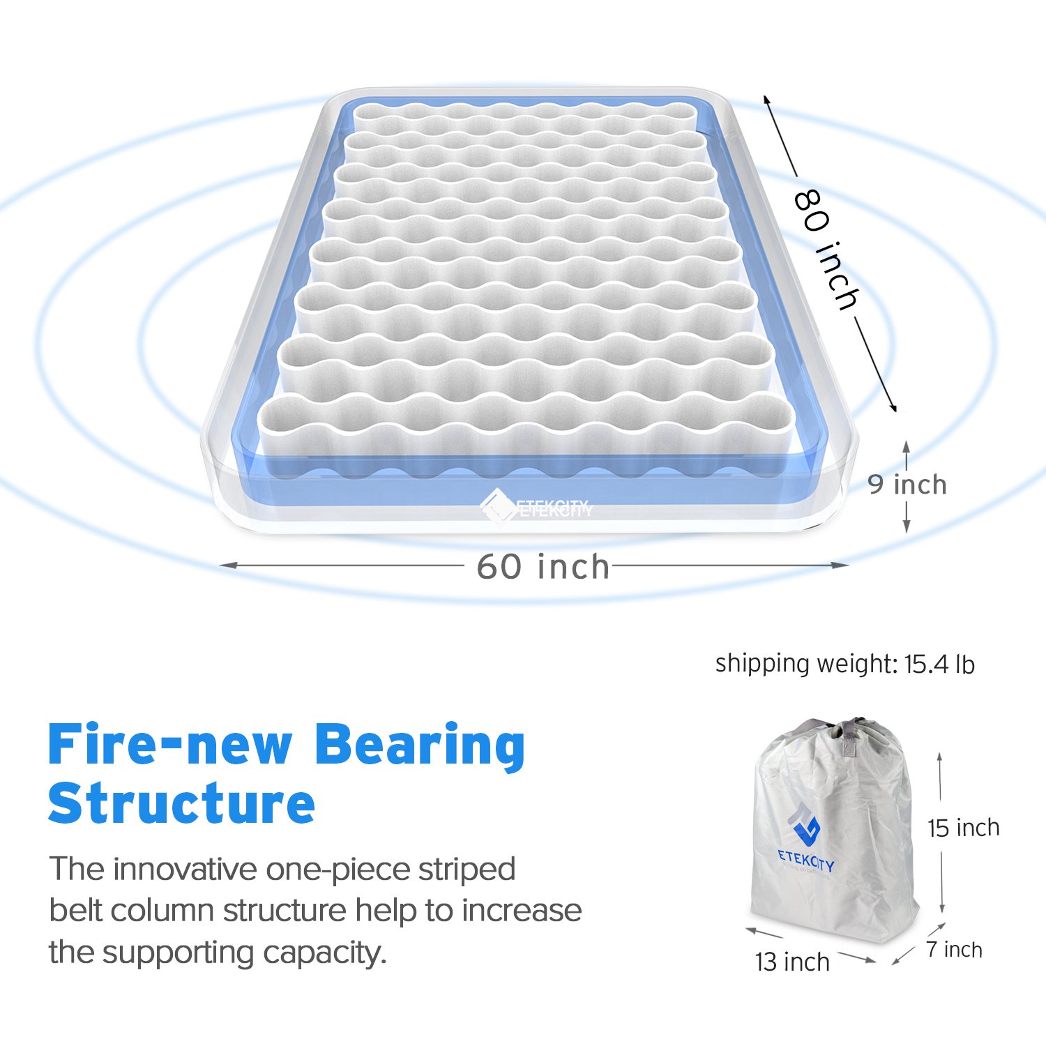 Etekcity Camping Air Mattress Twin and Queen Size Portable Inflatable