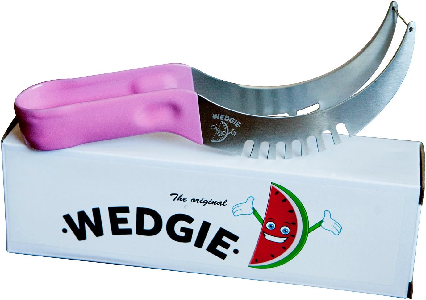 Wedgie Watermelon Cutter, Melon Slicer, Premium Corer Knife, Easy cutting- Non-Slip Easy Grip Silicone Handle Brushed Stainless Steel, Multiple Colors