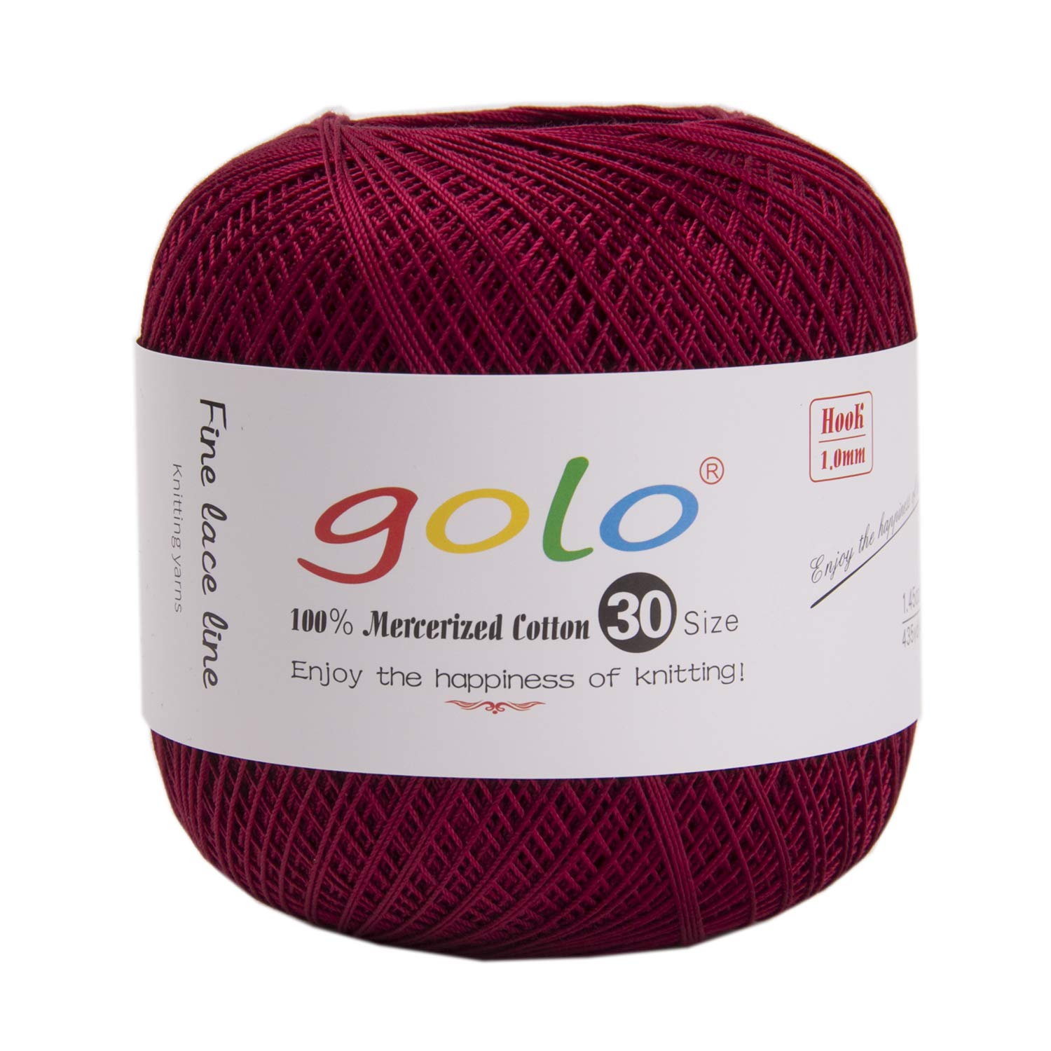 golo Crochet Thread Size 30 Yarn for Hand Knitting Cotton Crochet Yarn Wine Yarn — image 1