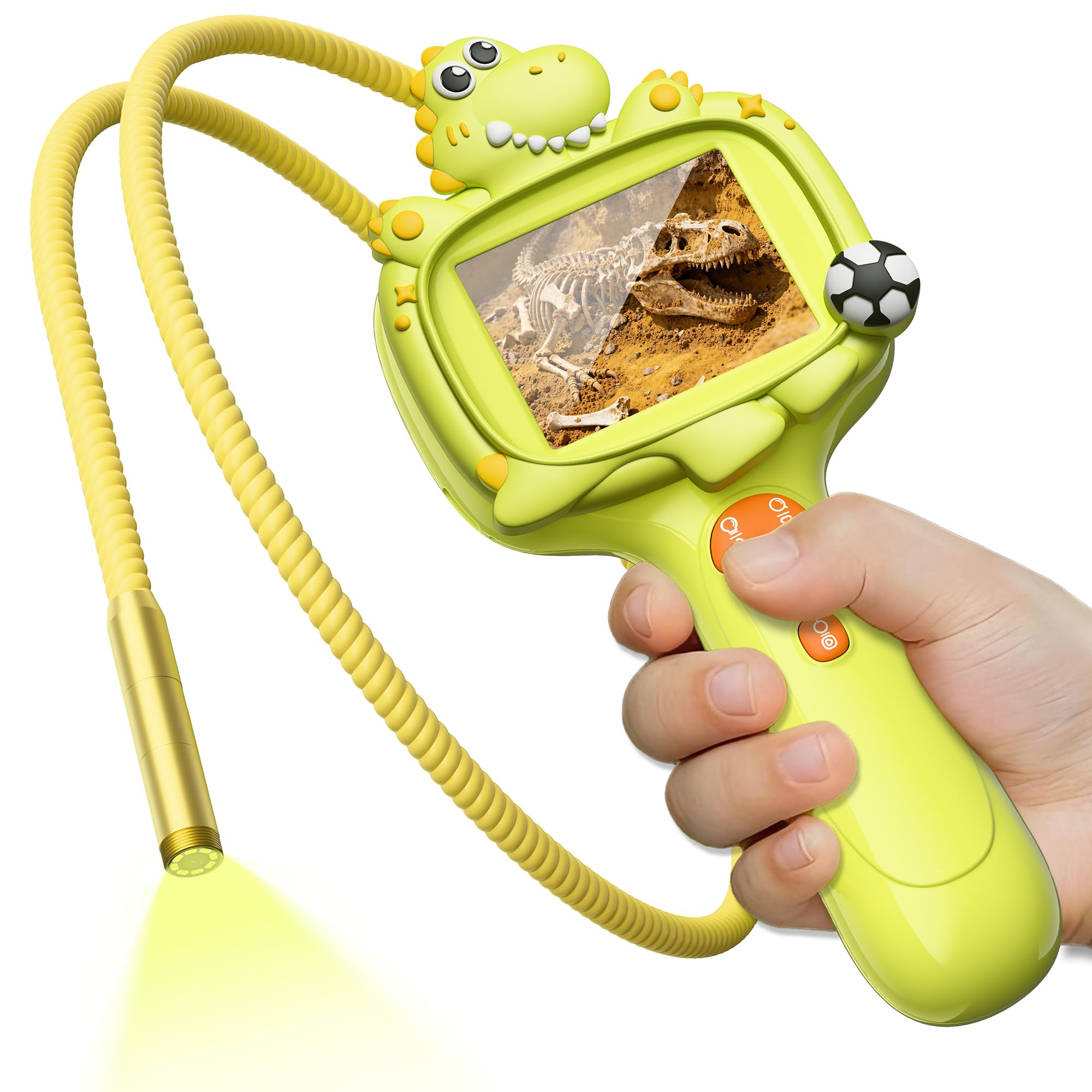 Dinosaur Borescope Snake Camera Toy: Kids Outdoor Toy Kits, Camping Exploration Portable Toy with Lights & 2.4