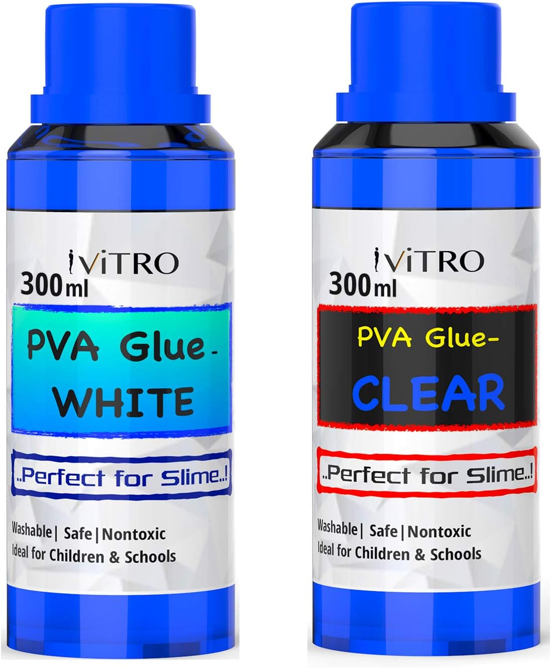 Clear PVA Glue and White PVA Glue Perfect for Slime - 300ml Each 600ml Total