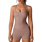 ABOCIW Womens Longline Sports Bras Workout Yoga Gym Athletic Tops Square Neck Racerback Camisole Padded Crop Tank Tops