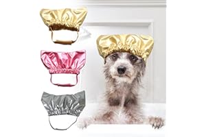 SAMLEE Pet Supplies Cat and Dogs Bathing Waterproof Cap,Pet Shower Caps, Waterproof Adjustable Long Rubber Band Pet Dog Earmuffs for Washing Cat, Gift for Dog, Gift Idea for Pet Lover (Small, Silver)