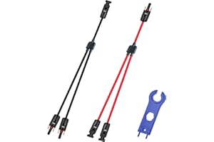 WOODGUILIN Y Solar Connector,Solar Y Branch Parallel Cable,Solar 1 to 2 Male Female Connector Adapter,10AWG 45A Waterproof IP68 40CM Cable, for Solar Panels,Solar Cells (MFF&FMM,1 Pair)