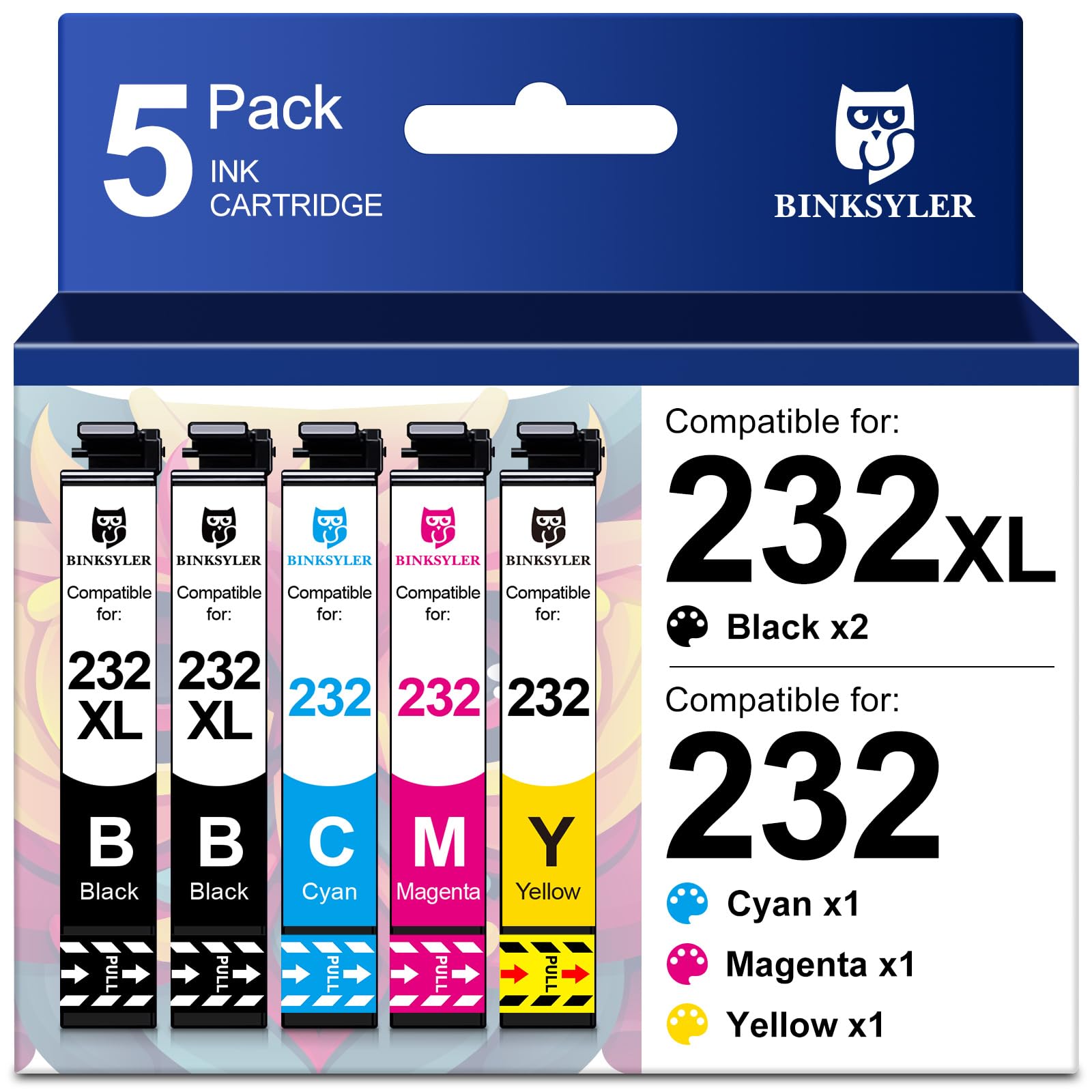 Photo 1 of BINKSYLER Compatible for 232XL 232 Ink Cartridges Combo Pack Work for WF-2930 WF-2950 XP-4200 XP-4205 Printer (2BK/C/M/Y) 5-Pack