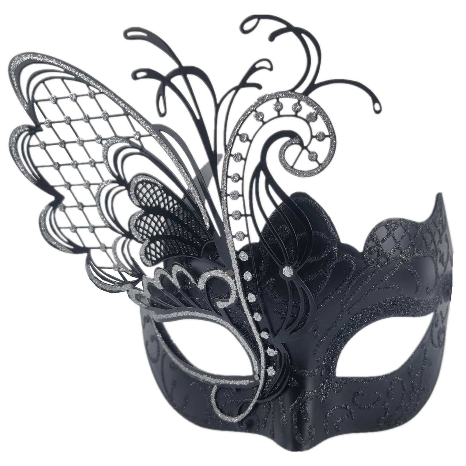Ubauta Black Butterfly Rhinestone Metal Venetian Women Mask for Masquerade/Mardi Gras Party/Sexy Costume Ball/Wedding
