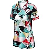 Vldnery Womens Golf Polo Shirts Moisture Wicking Running Workout Tops Print Short Sleeve Tennis Clothes Loose Fit