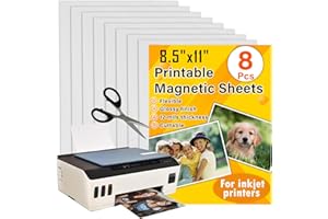 Towjug Printable Magnetic Sheets 8.5x11 Inches for Inkjet Printers, 8 Sheets Glossy Print Paper Non-Adhesive Backing, 12mil Thickness DIY Flexible Magnet Photos