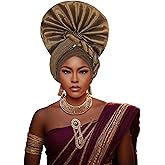 Umailclt African Headpiece Nigerian Headwear,auto gele Nigerian Headwear,Headwraps for Woment,Monochrome Elastic Women's hat