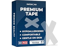PATCH4U Premium Tape (60 Pack) - Pain Free Removal, Hypoallergenic, Latex Free & Gentle On Skin - Skin Friendly Adhesive Cotton Tape