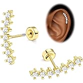 JeryWe Cartilage Earrings for Women Hypoallergenic Flat Back Earrings Surgical Steel for Sensitive Ears Flatback Stud Earring Helix Conch Tragus Daith Piercing Jewelry 16G