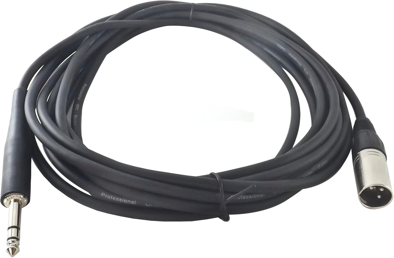 XLR to TRS Jack Microphone Cable - Male to Jack 20ft 6m - Balanced Mic Lead, Black