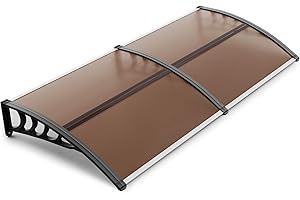 ANTSKU 80"x40" Window Door Awning Canopy, Polycarbonate Cover Entry Door Outdoor Window Awning Exterior, UPF 50+, Front Door Overhang for Sun Shutter, UV, Rain and Snow Protection, Hollow Sheet