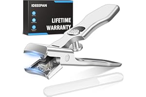 IDEEEPAN Nail Clippers for Seniors Thick Toenails - Sharp Heavy Duty Large Wide Jaw Fingernail and Toenail Clippers, with Catcher, for Adult, Men & Women (Silver)