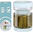 WhiteRhino Pickle Jar with Strainer Flip,51oz Glass Pickle Container with Strainer,Hourglass Pickle Flip Jar,Leakproof Pickle holder Pickle Storage Pickle Juice separator Jar for Olive,onions,gherkin
