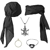 Cotton Pirate Costume Accessories Set for Men And Women Head Scarf Sash Belt Dress With Earring And Necklace