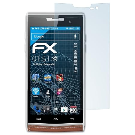 atFolix Schutzfolie kompatibel mit DOOGEE T3 Folie, ultraklare FX Displayschutzfolie (3X)