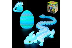 3D Printed Dragon Eggs with Dragon Inside, Articulated Fidget 3D Printed Animals, Interesting Decorative Gift (12inch, Glow i