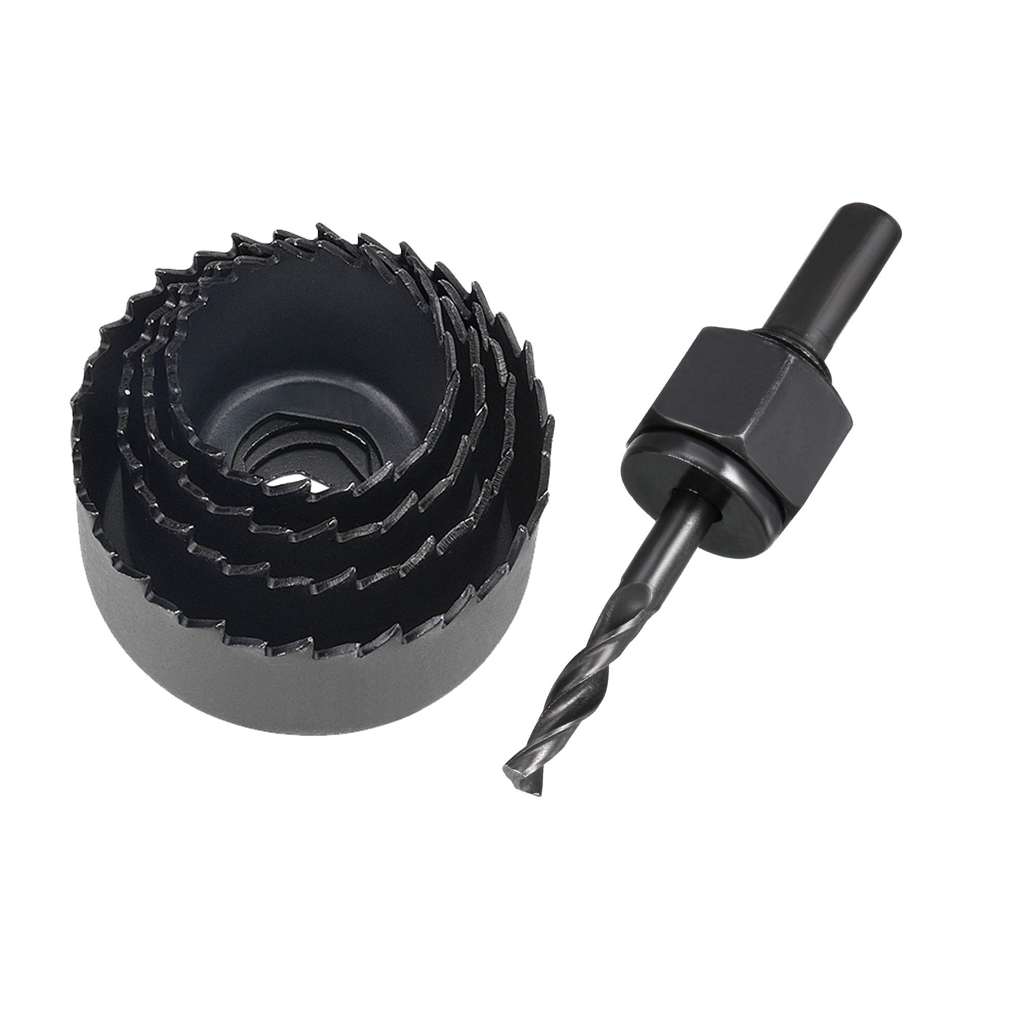 sourcing map Hole Saw Kit 1-1/4" 32mm to 2-1/8” 54mm Cr-V Steel Drill Bit for Wood Plastic PVC Board Drywall 5in1 Set