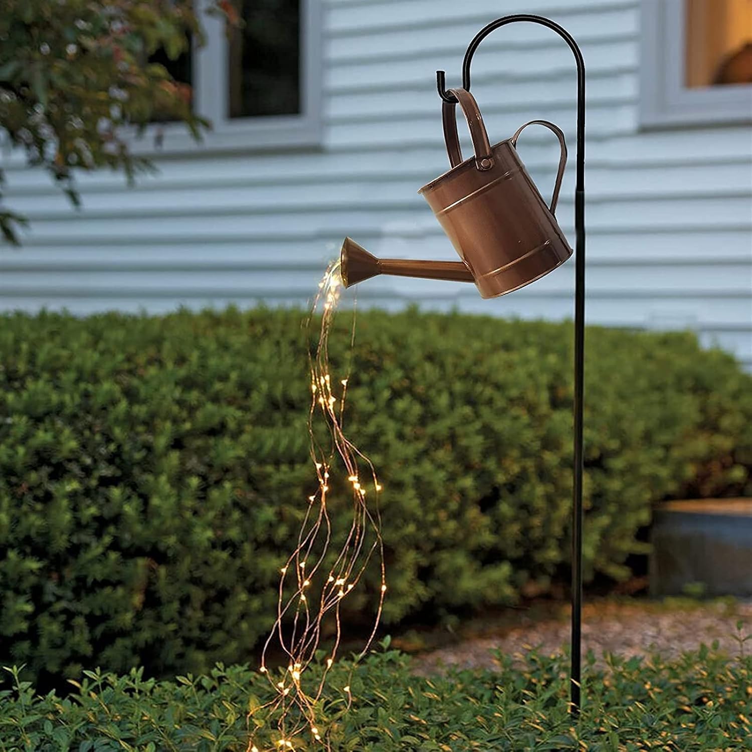 QCLU Star Shower Garden Art Light, Metal Watering Can Decorative Lights, Waterproof LED String