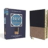 NIV Study Bible, Fully Revised Edition (Study Deeply. Believe Wholeheartedly.), Leathersoft, Navy/Tan, Red Letter, Thumb Indexed, Comfort Print
