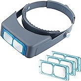 Headband Magnifier Double Lens Head-Mounted Reading Magnifier Loupe Jewelry Visor Opitcal Glass Binocular Magnifier with Lens