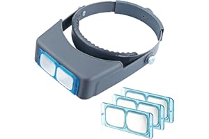 BEILESHI Headband Magnifier Double Lens Head-Mounted Reading Magnifier Loupe Jewelry Visor Opitcal Glass Binocular Magnifier with Lens Magnification-1.5X 2X 2.5X 3.5X