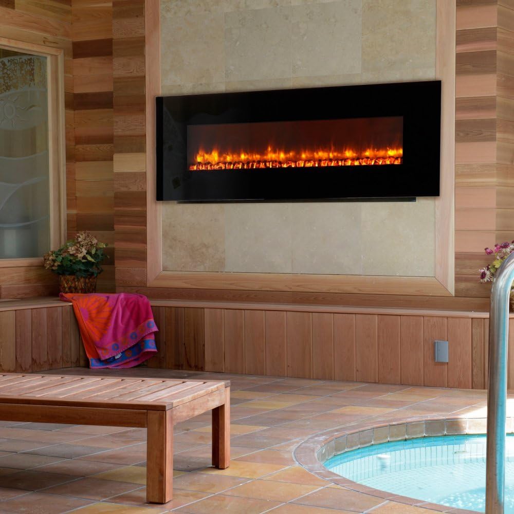 LED Wall Mount Electric Fireplace Insert Style Log Home