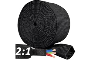 ROCKDIG 20 FT 1/2 inch 2:1 Heat Shrinkable Braided Sleeving Heat Shrink Sleeve Abrasion Protection Flexibility Wiring Harness Cable Sheath Tubing