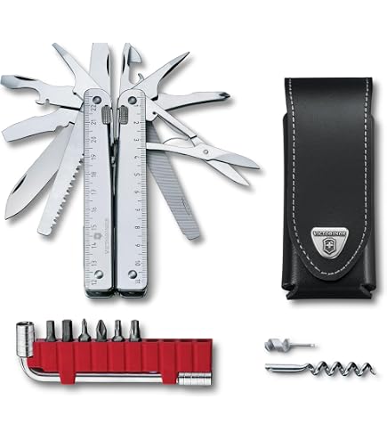 Victorinox Swisschamp, Swiss Army Knife, Red with Leather Case in