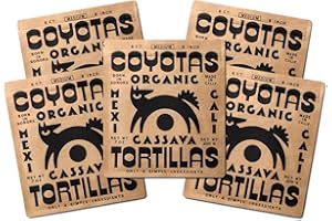COYOTAS Organic Grain Free Cassava Tortillas MEDIUM 6-INCH (8 Tortillas Per Pack) (5 Packs)