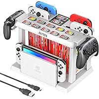 Switch Games Organizer Station with Controller Charger, Charging Dock for Nintendo Switch & OLED Joycons, Kytok Switch Storag