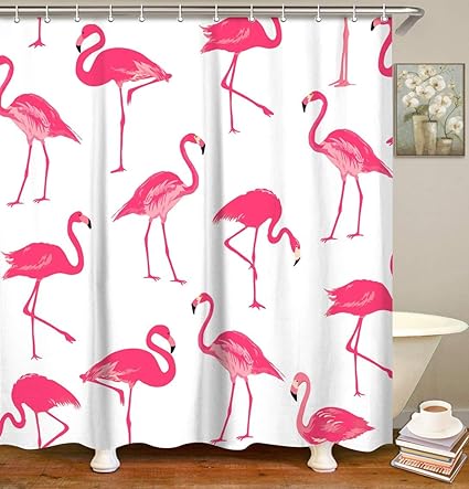Livilan Fabric Flamingo Shower Curtain Set With 12 Hooks Pink Flamingo Bathroom Decor Durable Bath Curtains 70 8 X 70 8 White And Pink Home Decor Amazon In Home Kitchen