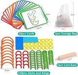 Jastown 120pcs Wooden Sticks & Rings Puzzles Montessori 3 4 5 Year Olds view 2