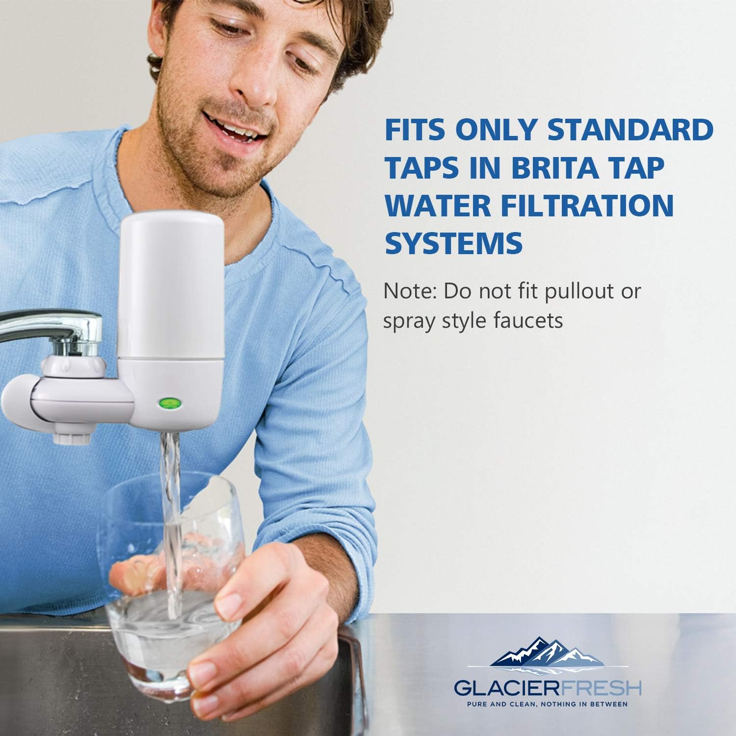 GLACIER FRESH For Brita Faucet Filter Replacement, Brita 36311 Tap Water Filter Replacement, GLACIER FRESH Tap Water Filter Compatible with Brita Tap Water Filtration System, White, 2PACKS: Kitchen & Dining