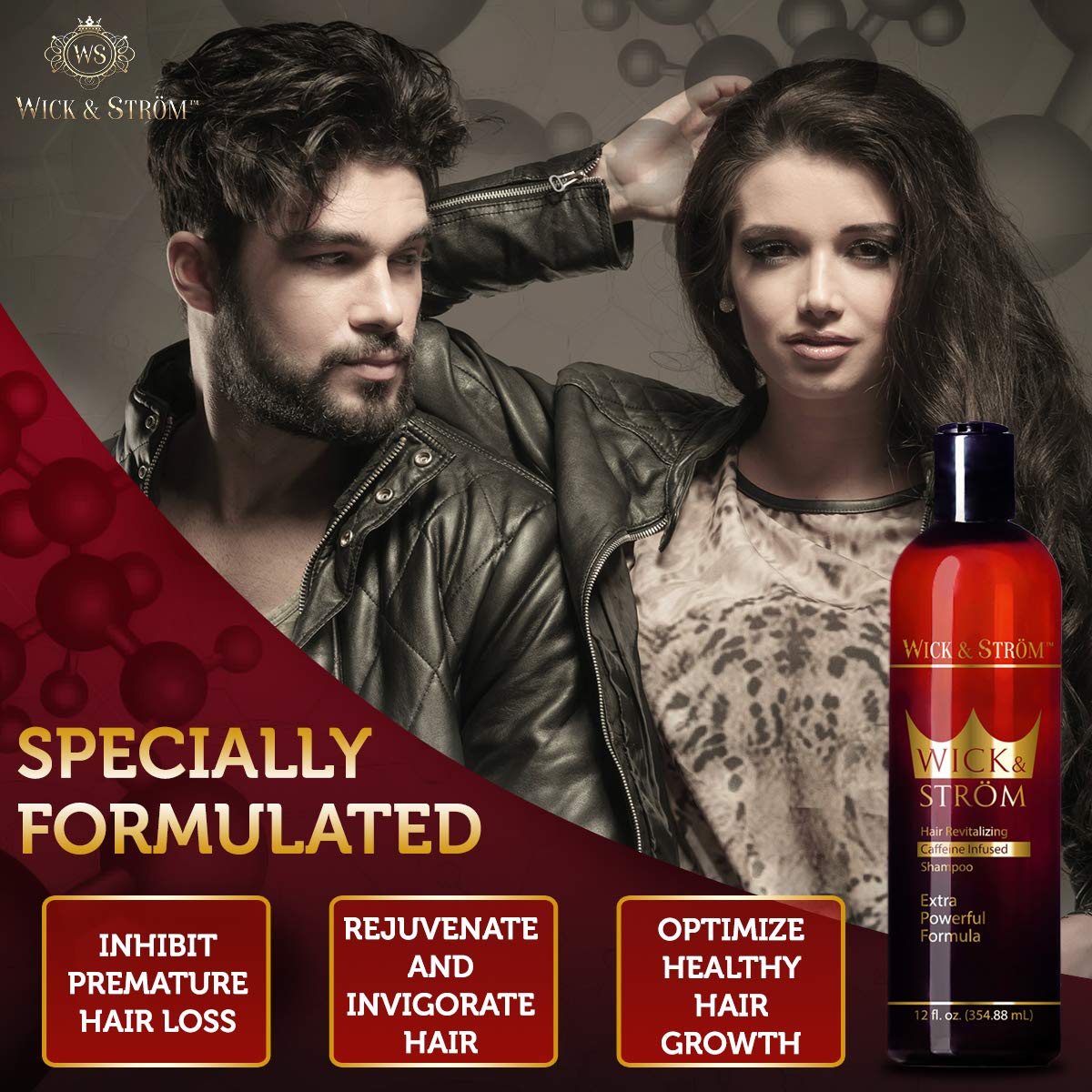 Anti Hair Loss Shampoo - Wick & Strom (Caffeine, Biotin, Saw Palmetto, Aloe Leaf, Keto.+ No Minoxidil Formula) Stimulates Hair Growth For Men and Women/12oz.: Beauty