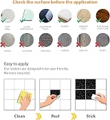 WALPLUS 72 Pcs Terrazzo Holographic Black Wall Tile Stickers 15cm view 7