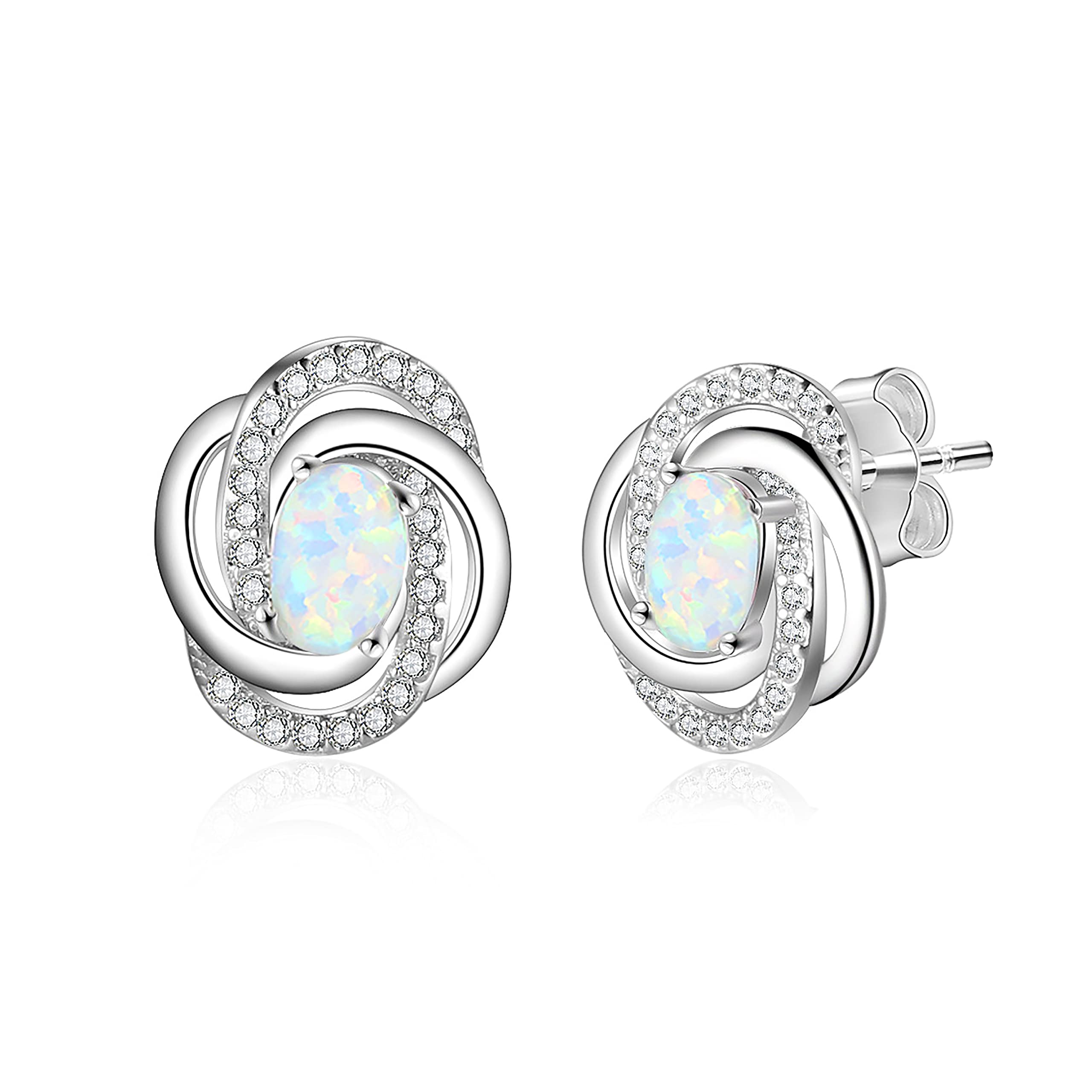 KristLand 925 Sterling Silver Gold Plated Opal Earrings with Cubic Zirconia Stone Party Birthday Gifts for Women Ladies