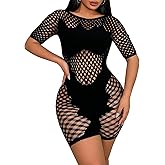 WEICHUJIAN Sexy Mesh Jumpsuit Shorts For Women High Stretch One Piece Bodysuit Club Party Rave Romper